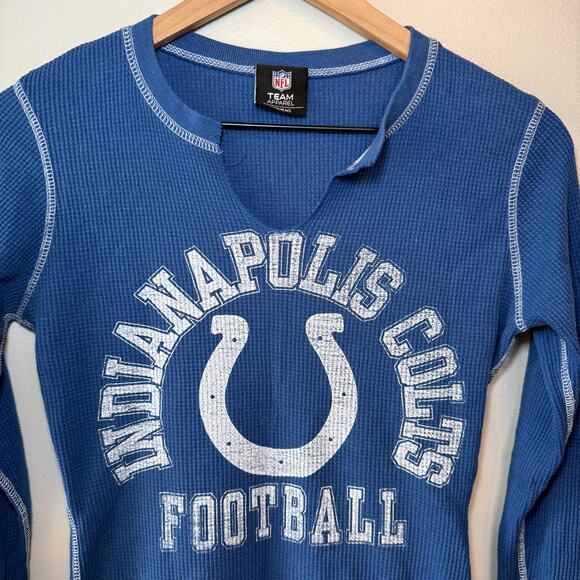 NFL Team Apparel Women's Indianapolis Colts Henley Shirt Blue Size X-Small - Picture 2 of 6
